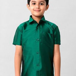Ramraj Boys Cutaway Collar Solid Silk Casual Shirt-picture-23