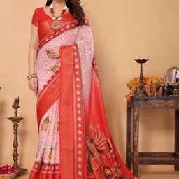 MAHARANI COUTURE Ethnic Motifs Printed Pure Linen Banarasi Saree image 3