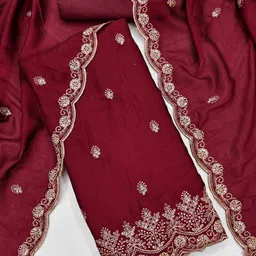 LeeliPeeri Designer Embroidered Unstitched Dress Material-picture-18