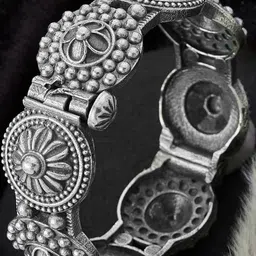 anouk Sangria German Silver Plated & Floral Shaped-Textured Kada Bangle-picture-25
