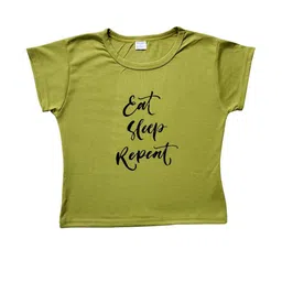 100luck Girls Casual Cotton Blend Crop Top (Green, Pack of 1)-picture-11
