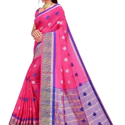 SHAIBO SAREE Woven Design Zari Silk Cotton Handloom Maheshwari Saree image 4