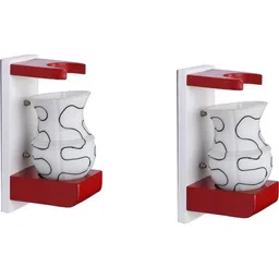 1ST TIME Black & Red Printed Wood Contemporary Abstract Shaped Shaped Wall Lamp-picture-16