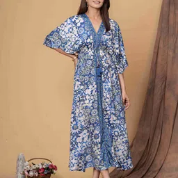 Sencei Women Floral Print Kimono Sleeve Maxi Dress-picture-39