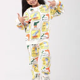 Anthrilo Girls Printed Round Neck Sweatshirt With Jogger-image-24