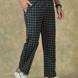 ETC X D To D Life Style Men Checked Regular Fit Mid-Rise Cotton Regular Trousers-picture-41