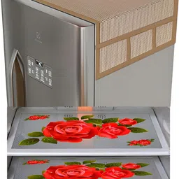 LooMantha Brown & Red 5 Pieces Checked Fridge Appliance Covers & Mats-picture-22