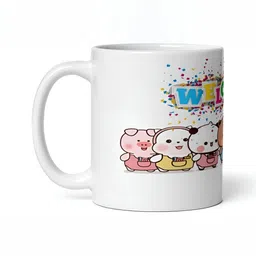 Mr UVD White & Pink Cartoon Characters Printed Ceramic Glossy Mug 350 ml-picture-25