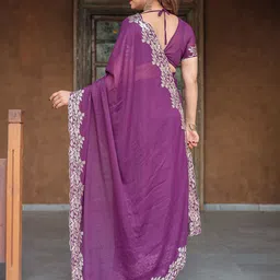 The Textile Hub Embroidered Beads and Stones Pure Georgette Saree image 3