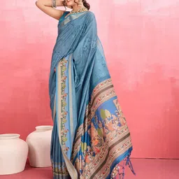 Mitera Kalamkari Zari Pure Silk Saree image 5