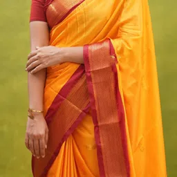 SILKWEAR Ethnic Motifs Zari Silk Cotton Designer Kanjeevaram Saree image 3