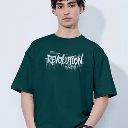 MaverIQ Men Typography Printed Round Neck Cotton Oversized T-shirt-picture-22
