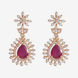 Kushal's Fashion Jewellery Cubic Zirconia Teardrop Shaped Drop Earrings image 2