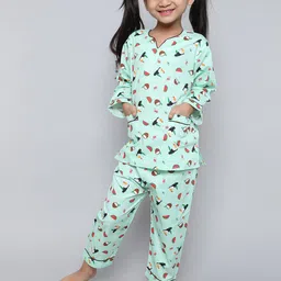 Little Clothings Girls Bird With Watermelon Tropical Printed Night suit-image-66