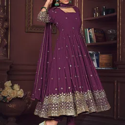 Warthy Ent Embroidered Semi-Stitched Dress Material-picture-10