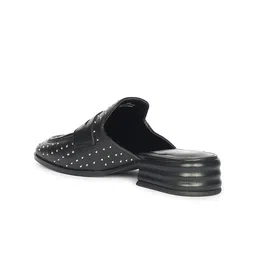 Saint G Black Slip On Block Heel Leather Moccasins image 3