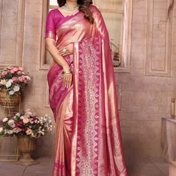 AG TEXTILE Woven Design Zari Art Silk Handloom Bandhani Saree-picture-12