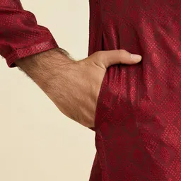 Manyavar Men Embroidered Regular Beads and Stones Kurta with Pyjamas image 4
