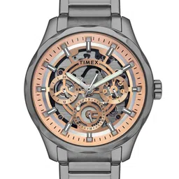 Timex Men Brass Skeleton Dial & Stainless Steel Straps Analogue Watch TW0TG7631-picture-6