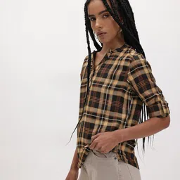 The Roadster Life Co. Checked Mandarin Collar Top image 4