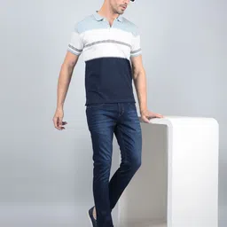 Crimsoune Club Men Colourblocked Polo Collar Cotton T-shirt image 2