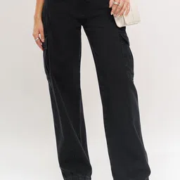 FREAKINS Women Charcoal Black Cargo Jeans-image-89