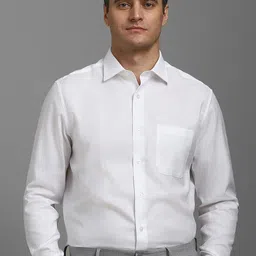 Louis Philippe Textured Spread Collar Formal Cotton Shirt-image-96