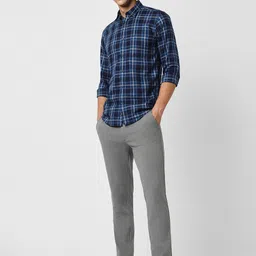 Peter England Casuals Tartan Checked Slim Fit Spread Collar Cotton Casual Shirt image 5