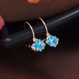I Jewels Rose Gold-Plated Artificial Stones Studded Square Shaped Drop Earrings-picture-38