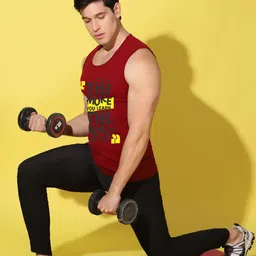 WOOSTRO Pack Of 2 Printed Combed Cotton Gym Vests -VWS26(98 ORANGE)(MORE MAROON) image 5