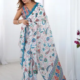 CaniBani Paisley Mirror Work Silk Blend Saree-picture-19