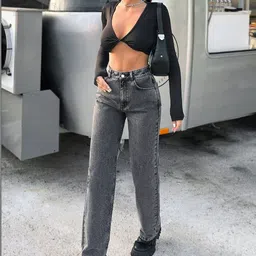 Crazeis Women Comfort Straight Fit High-Rise Light Fade Acid Wash Stretchable Jeans image 5