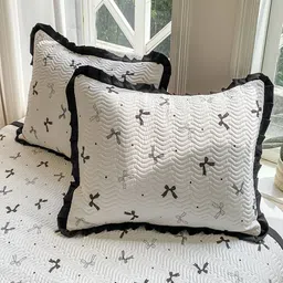 JC HOME White & Black Printed 162 GSM Single Bed Cover image 4