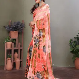 Moda Rapido Floral Printed Saree with Blouse Piece image 3
