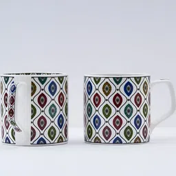 GOLDEN QUEEN'S White & Green Printed Bone China Glossy Cups Set of Cups and Mugs image 5