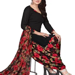 attigo Unstitched Printed Cotton Blend Kurta & Patiyala Dress Material with Dupatta image 2