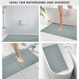 Kuber Industries Grey Textured 110 GSM Anti-Slip Multipurpose Long Lasting Bath Rug image 5