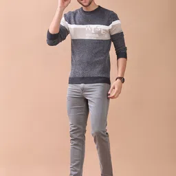 V-Mart Men Colourblocked Pullover with Embroidered Detail image 4