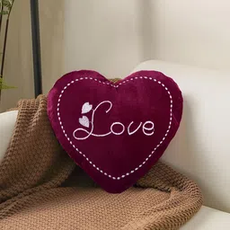 Kuber Industries Red & Maroon 10 Pieces Embroidered Heart Shaped Pre-Filled Cushions image 3