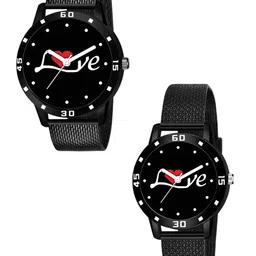 JUST LIKE Unisex Pack Of 2 Printed Analogue Watch Avio Mino Black Sefar Chian-picture-38