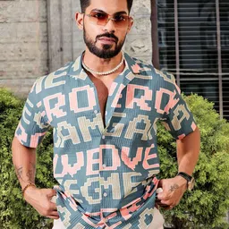 Moda Rapido Printed Spread Collar Short Sleeves Standard Shirt-picture-20