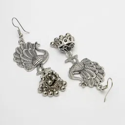 Anouk German Silver-Plated Oxidised Dome Shaped Jhumkas image 2