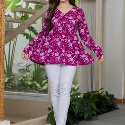 THE WHITE FEATHERS Floral Print Cotton Empire Top-picture-39