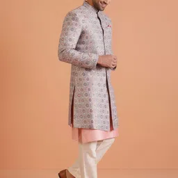 KISAH Printed Mandarin Collar Indowestern Sherwani Set image 4