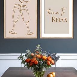 Kotart Restaurant Brown & White 2 Pieces Printed Wooden Wall Arts-picture-49