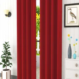 Aura Maroon 2 Pieces Black Out Door Curtains-picture-18