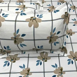 Pure Decor White & White Floral 350 TC Queen Bedsheet with 2 Pillow Covers image 4