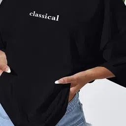 Outzidr Women Typography Print Round Neck Tshirt image 2