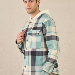 REPRISE Men Checked Hooded Sweatshirt image 4