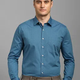 Louis Philippe Men Slim Fit Micro Ditsy Printed Spread Collar Cotton Formal Shirt-image-52